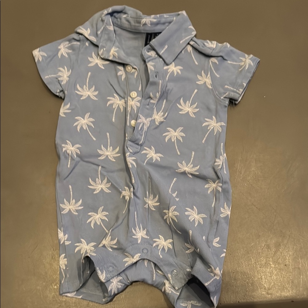Jamie and Jack Blue Palm Tree Baby Romper